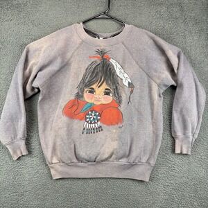 Vintage Pannill Sweatshirt Mens Large Gray Sun Faded Distressed Graphic USA Made